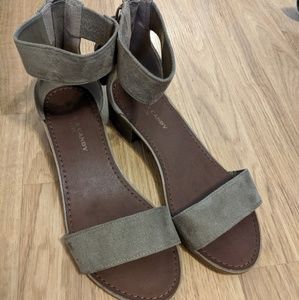 Taupe Block Heel Sandal with tassle